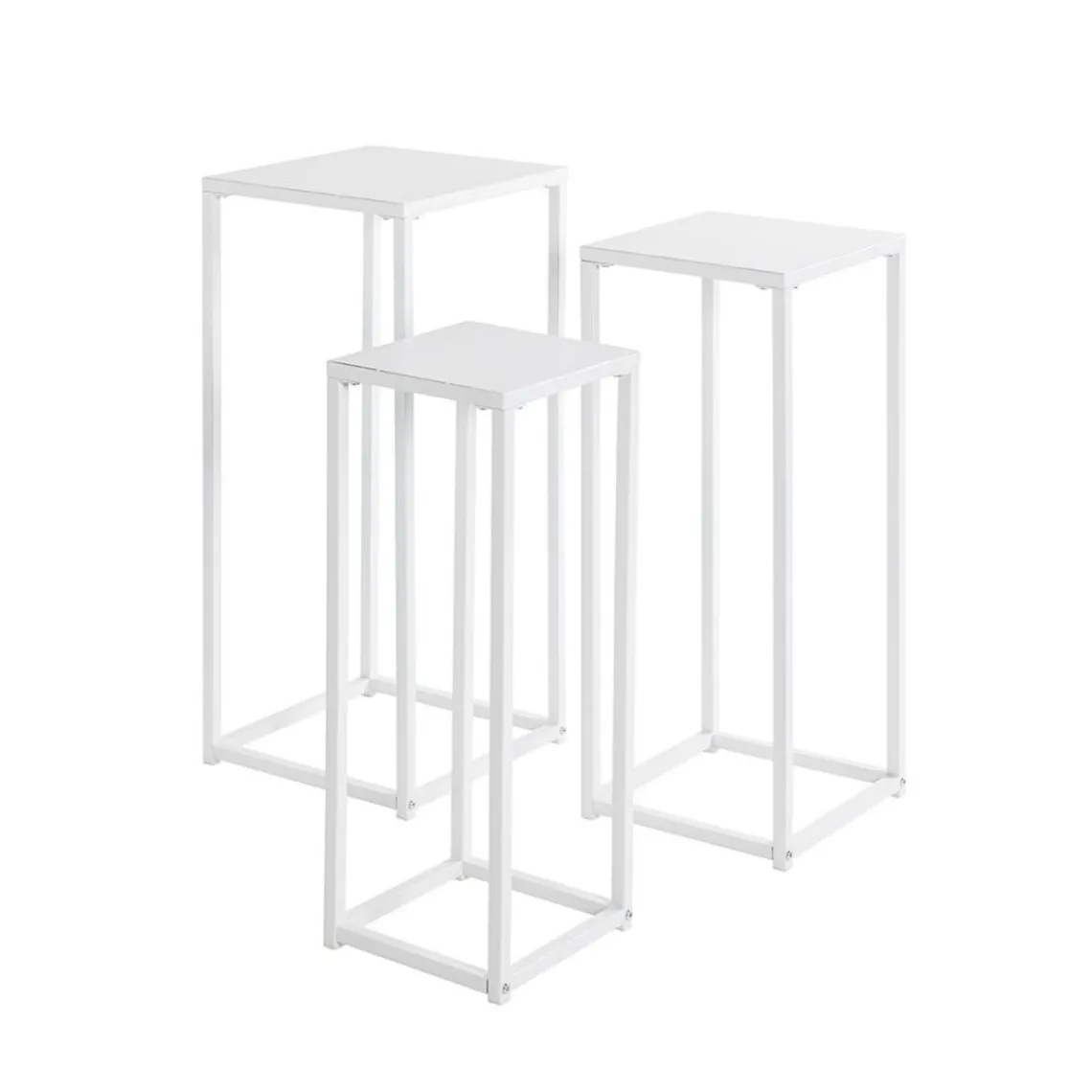 3S. x Home Lot de 3 porte plantes acier blanc