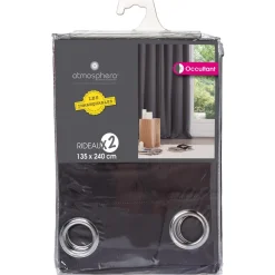 3S. x Home Lot de 2 rideaux occultants gris foncés 135X240 Hot