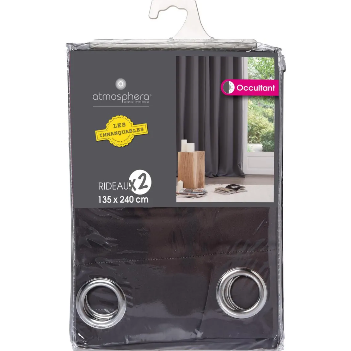 3S. x Home Lot de 2 rideaux occultants gris foncés 135X240 Hot