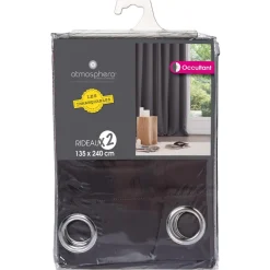 3S. x Home Lot de 2 rideaux occultants gris foncés 135X240 Hot