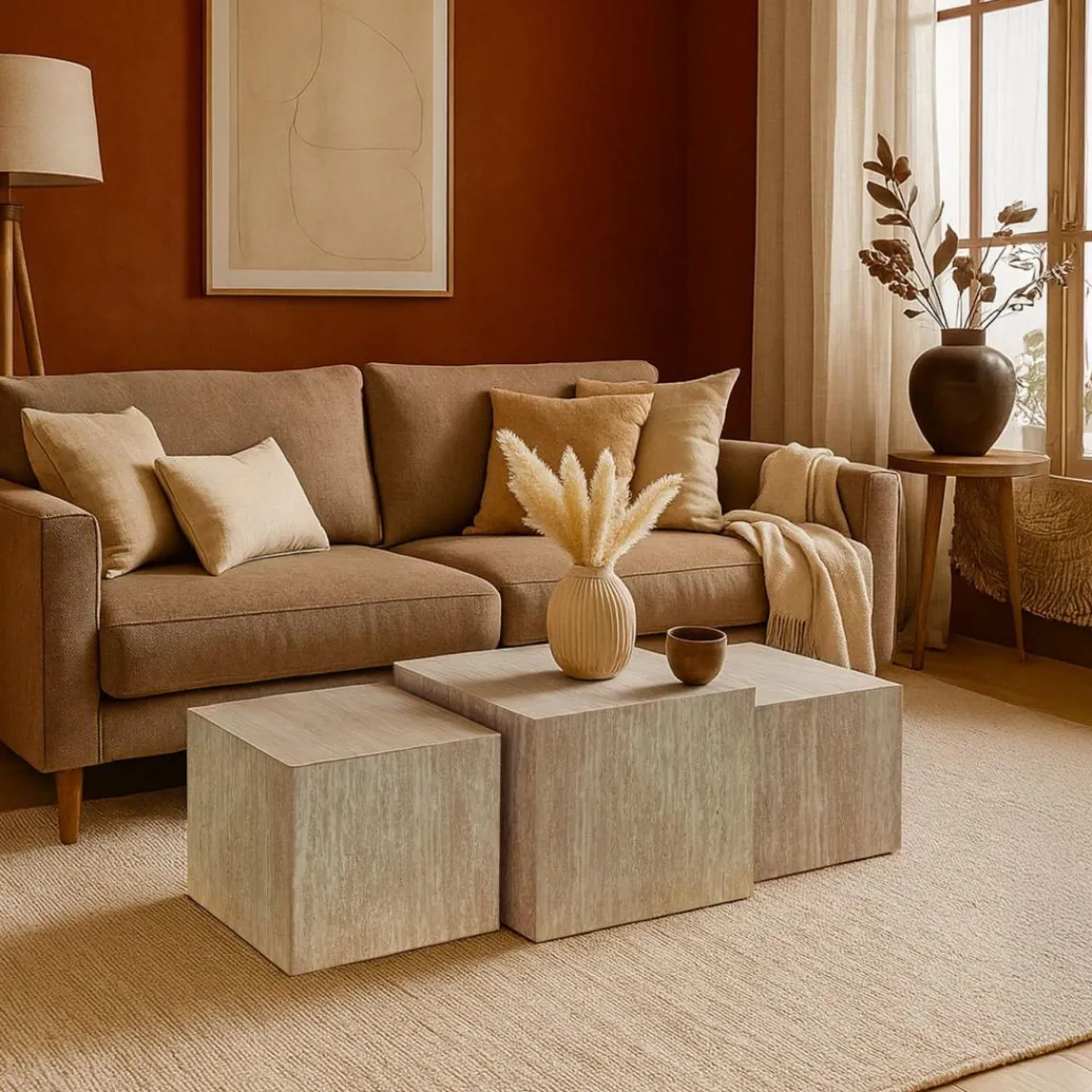 3S. x Home Lot de 3 tables basses Balkor Effet Travertin Beige Online