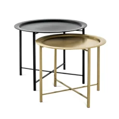 3S. x Home lot de 2 tables basses métal noir et or Online