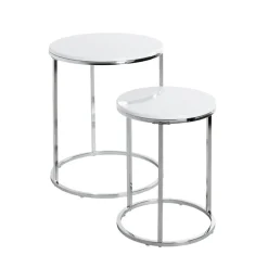 3S. x Home Lot de 2 tables d'appoint blanc chromé Outlet
