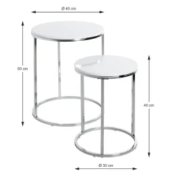 3S. x Home Lot de 2 tables d'appoint blanc chromé Outlet