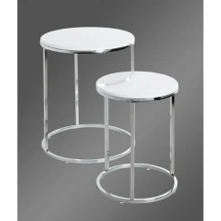 3S. x Home Lot de 2 tables d'appoint blanc chromé Outlet