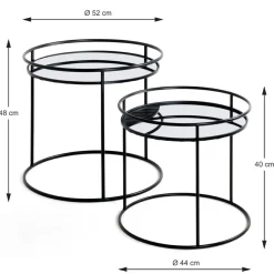 3S. x Home lot de 2 tables d'appoint en tube d'acier laqué noir Discount