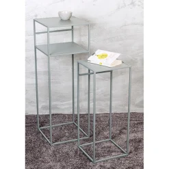 3S. x Home Lot de 2 tables d'appoint en métal gris Discount