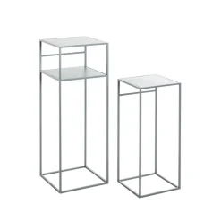 3S. x Home Lot de 2 tables d'appoint en métal gris Discount