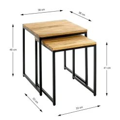 3S. x Home Lot de 2 tables d'appoint gigognes plateau chêne Best