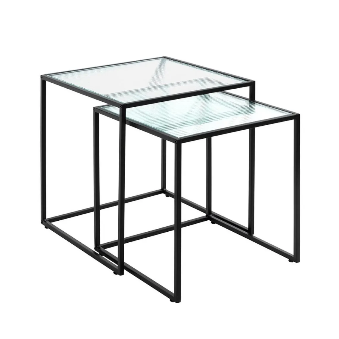 3S. x Home Lot de 2 tables d'appoint plateau verre trempé Online