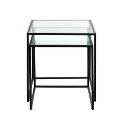 3S. x Home Lot de 2 tables d'appoint plateau verre trempé Online