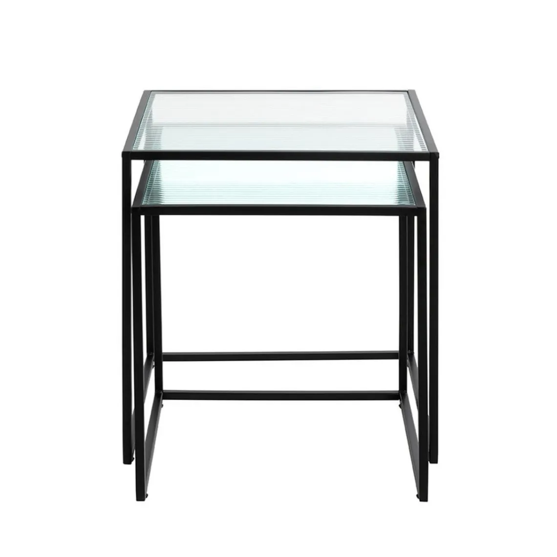 3S. x Home Lot de 2 tables d'appoint plateau verre trempé Online