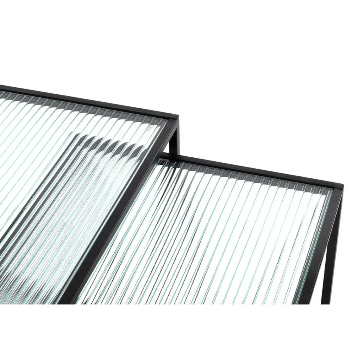 3S. x Home Lot de 2 tables d'appoint plateau verre trempé Online