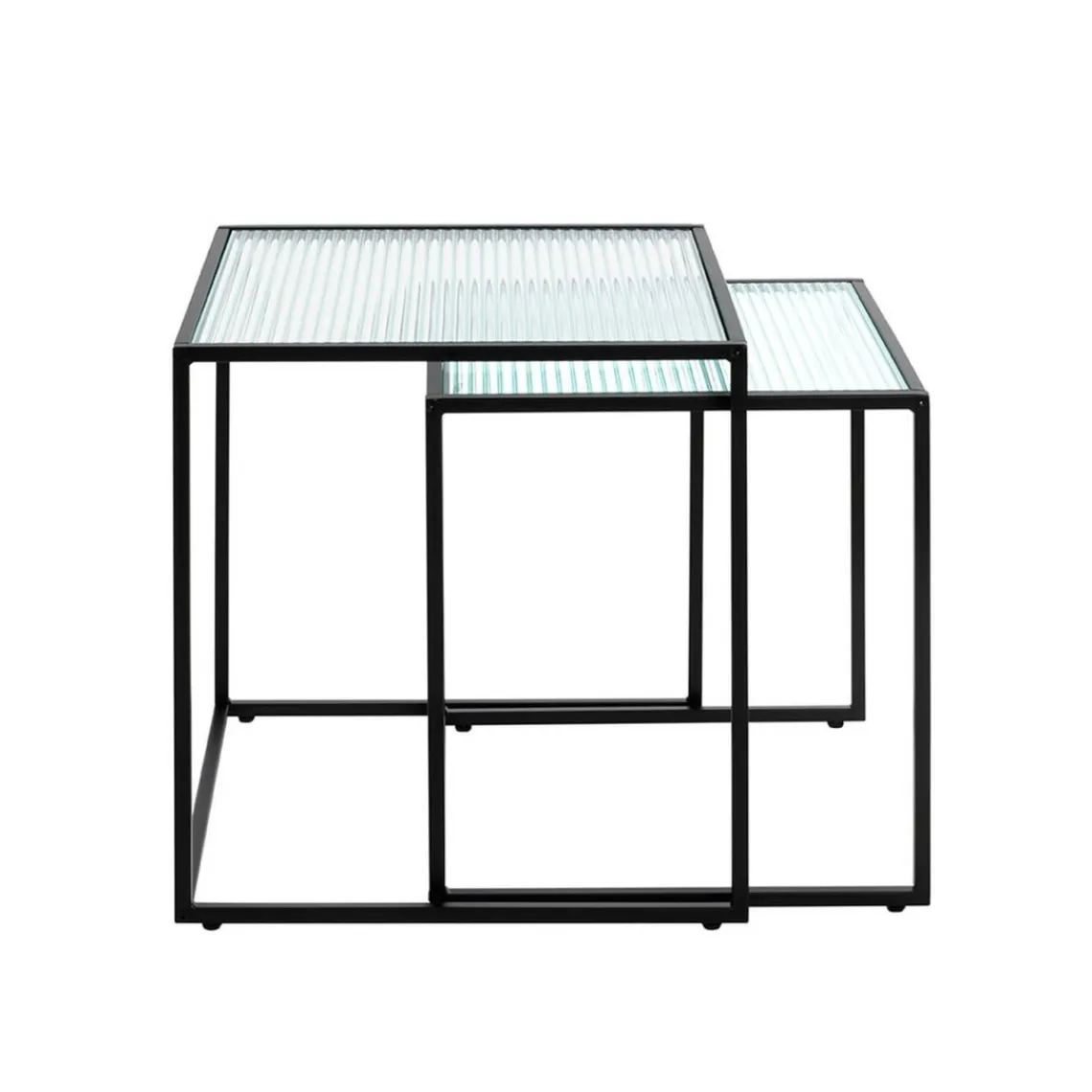 3S. x Home Lot de 2 tables d'appoint plateau verre trempé Online