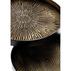 3S. x Home Lot de 2 tables d'appoint plateau métal cuivre