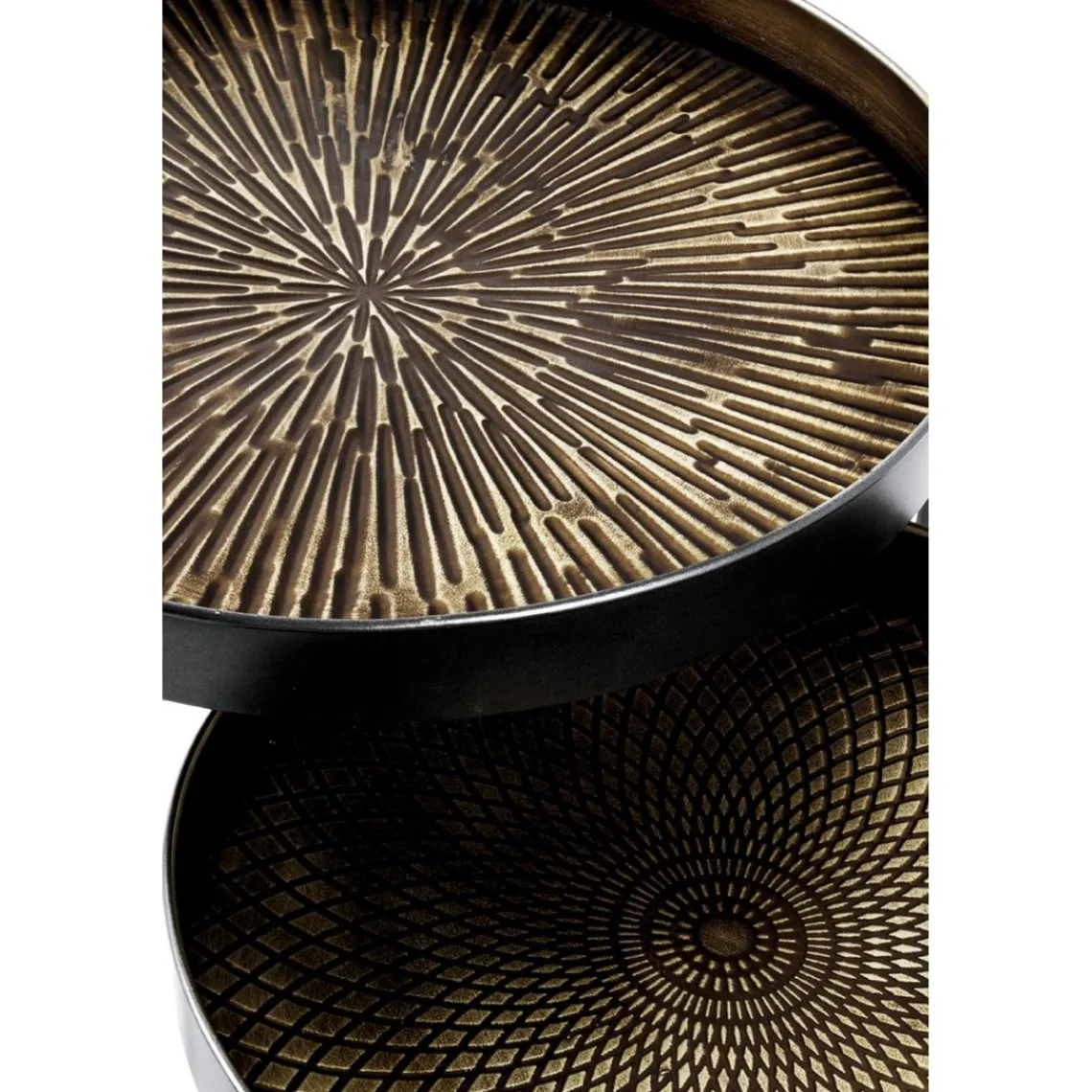 3S. x Home Lot de 2 tables d'appoint plateau métal cuivre