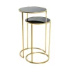 3S. x Home Lot de 2 tables d'appoint rondes Noir et Or avec plateaux en verre trempé et pieds en Métal Online