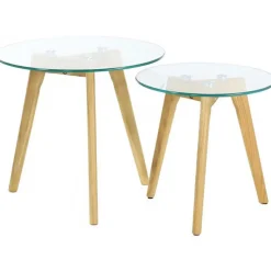 3S. x Home Lot de 2 Tables Gigognes Verre Trempé D50 PETSAMO Outlet