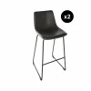 3S. x Home lot de 2 Tabouret de bar noir