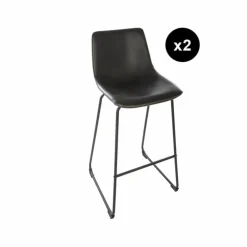 3S. x Home lot de 2 Tabouret de bar noir