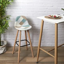 3S. x Home Lot de 2 Tabourets De Bar Patchwork Clair Bleu Sale