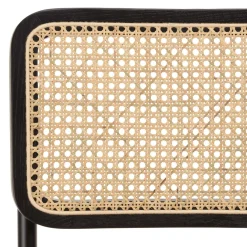 Macabane Lot de 2 tabourets d'ilot bois noir rotin naturel pieds métal PIERRE Sale