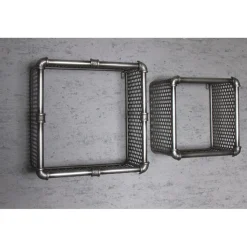 3S. x Home Lot de 2 étagères murales en Acier laqué Gris anthracite New