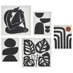 3S. x Home Lot de 5 toiles imprimées Cynthia et blanc Noir Clearance