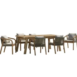 Macabane Lot n°4 Salon de jardin acacia vert sapin 6 personnes CELESTIN Sale