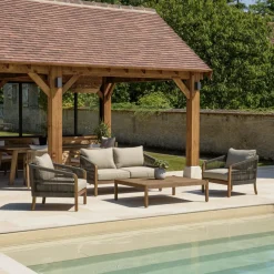 Macabane Lot n°2 Salon de jardin acacia vert sapin CELESTIN Best