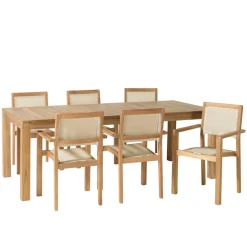 Macabane Lot n°166 Salon de jardin en teck et textilène 8/10 personnes