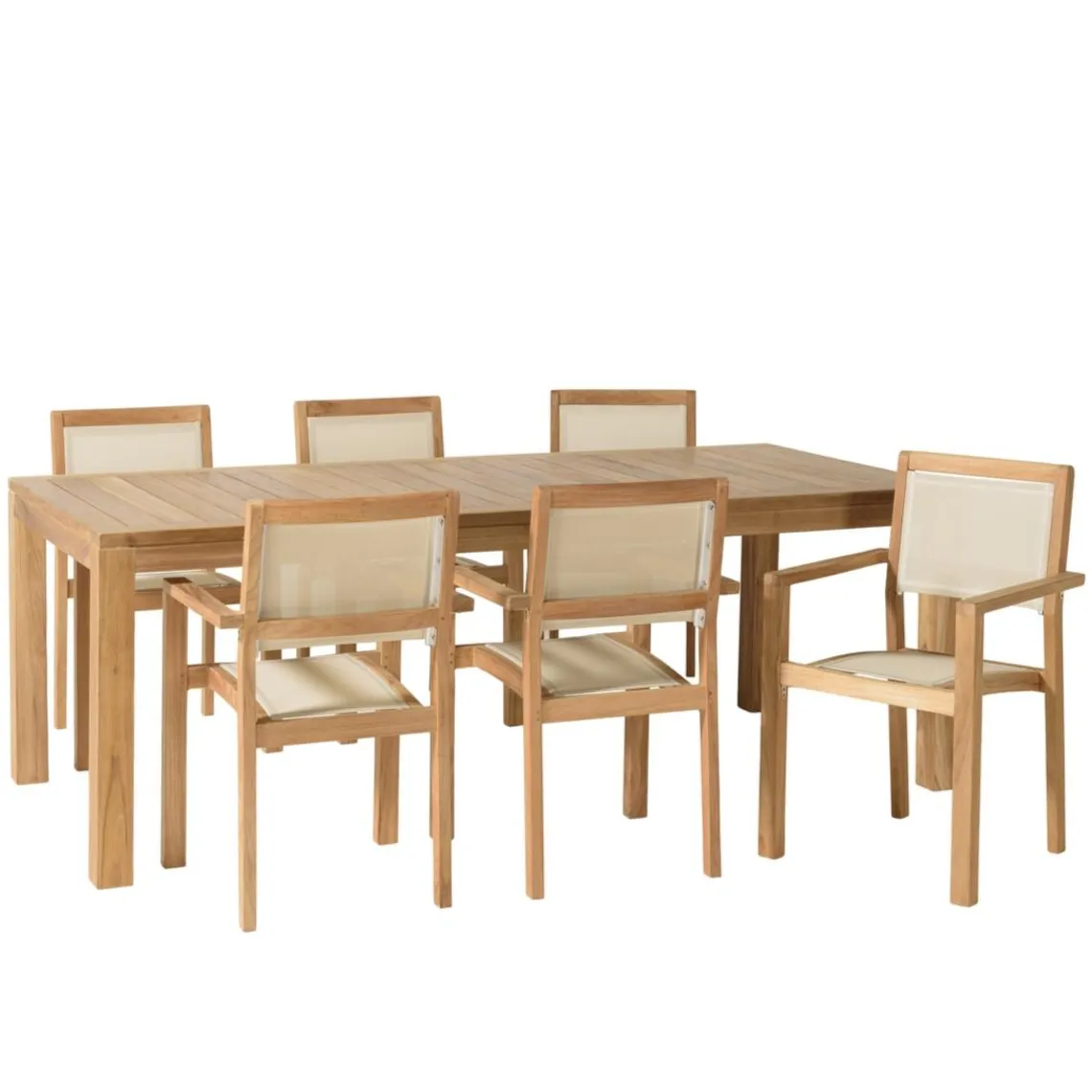 Macabane Lot n°166 Salon de jardin en teck et textilène 8/10 personnes