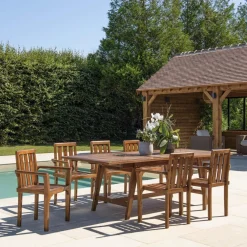 Macabane Lot n°113 Salon de jardin en teck huilé 8/10 personnes MAEVA Outlet