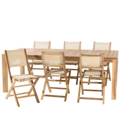 Macabane Lot n°167 Salon de jardin en teck et textilène 8/10 personnes New