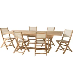 Macabane Lot n°157 Salon de jardin en teck et textilène 8/10 personnes Clearance