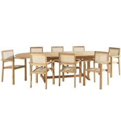 Macabane Lot n°159 Salon de jardin en teck et textilène 10/12 personnes