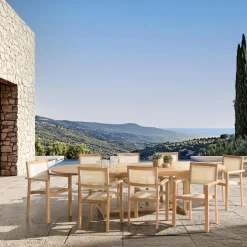 Macabane Lot n°159 Salon de jardin en teck et textilène 10/12 personnes