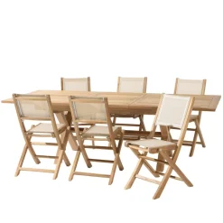 Macabane Lot n°162 Salon de jardin en teck et textilène 8/10 personnes