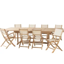 Macabane Lot n°160 Salon de jardin en teck et textilène 10/12 personnes Discount