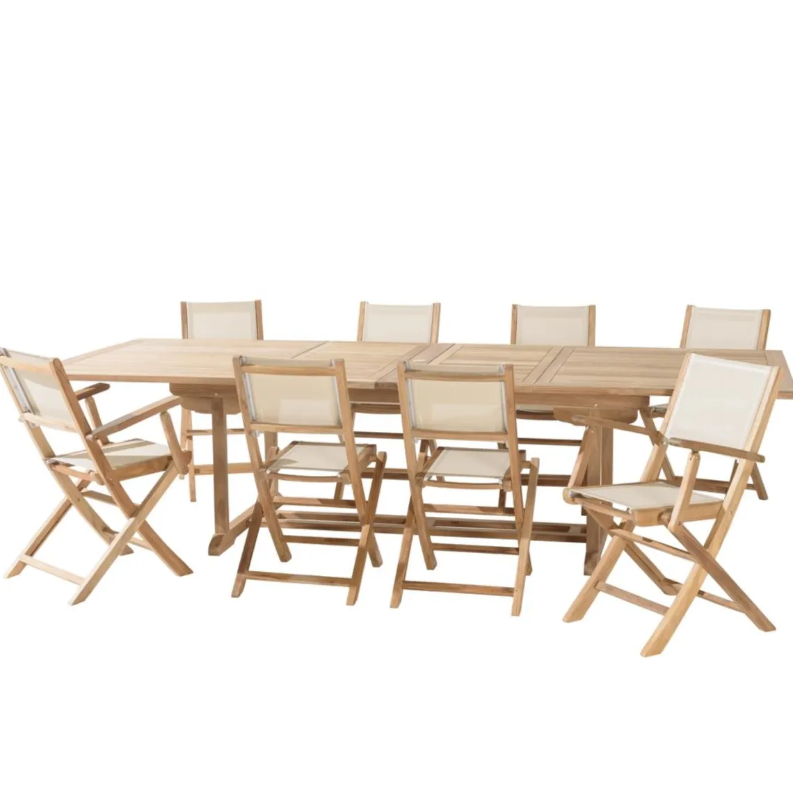 Macabane Lot n°160 Salon de jardin en teck et textilène 10/12 personnes Discount