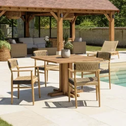 Macabane Lot n°20 Salon de jardin teck recyclé rotin synthétique 4 personnes VALERIA Outlet