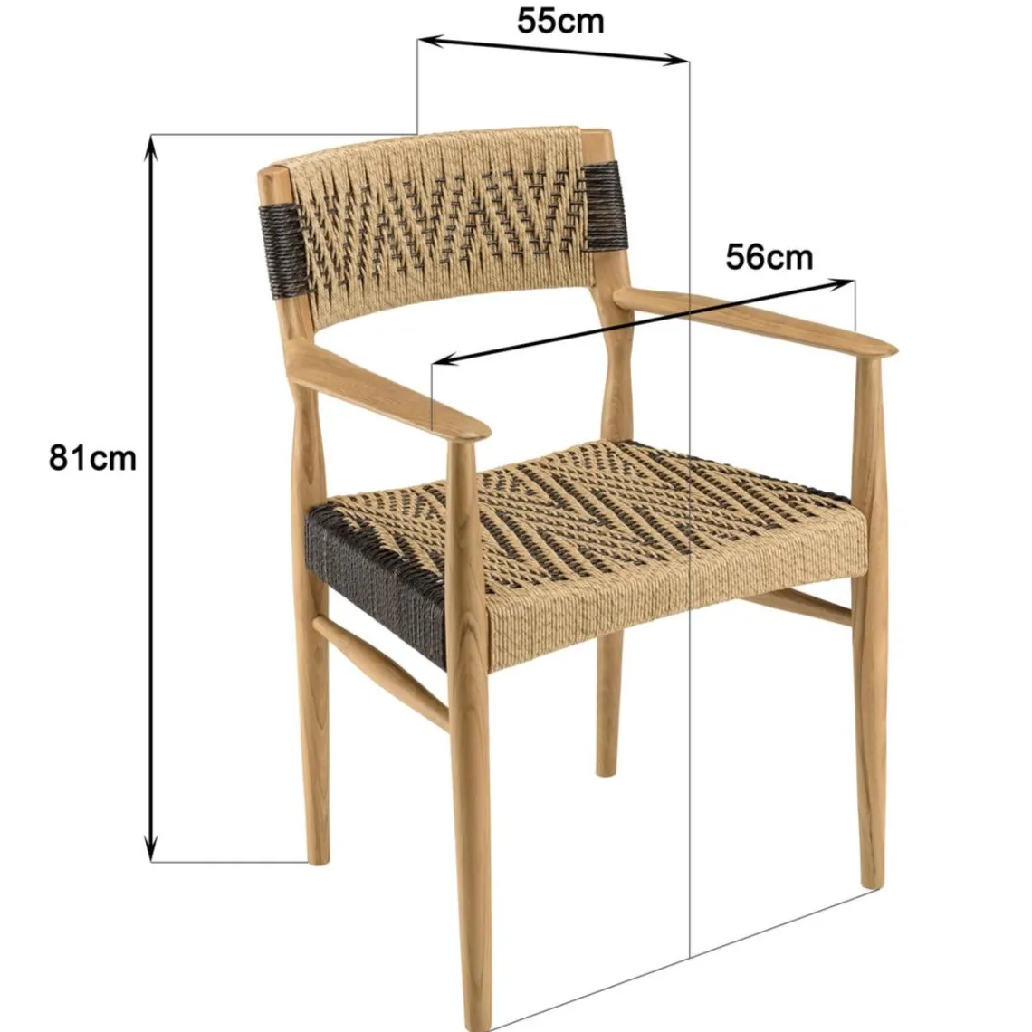Macabane Lot n°20 Salon de jardin teck recyclé rotin synthétique 4 personnes VALERIA Outlet