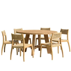 Macabane Lot n°26 Salon de jardin teck recyclé rotin synthétique 6 personnes VALERIA Outlet