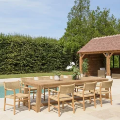 Macabane Lot n°4 Salon de jardin teck recyclé rotin synthétique 8 à 10 personnes VALERIA Best