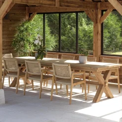 Macabane Lot n°10 Salon de jardin teck recyclé rotin synthétique 8 à 10 personnes VALERIA Best