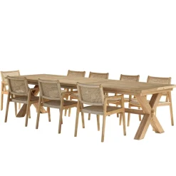 Macabane Lot n°10 Salon de jardin teck recyclé rotin synthétique 8 à 10 personnes VALERIA Best