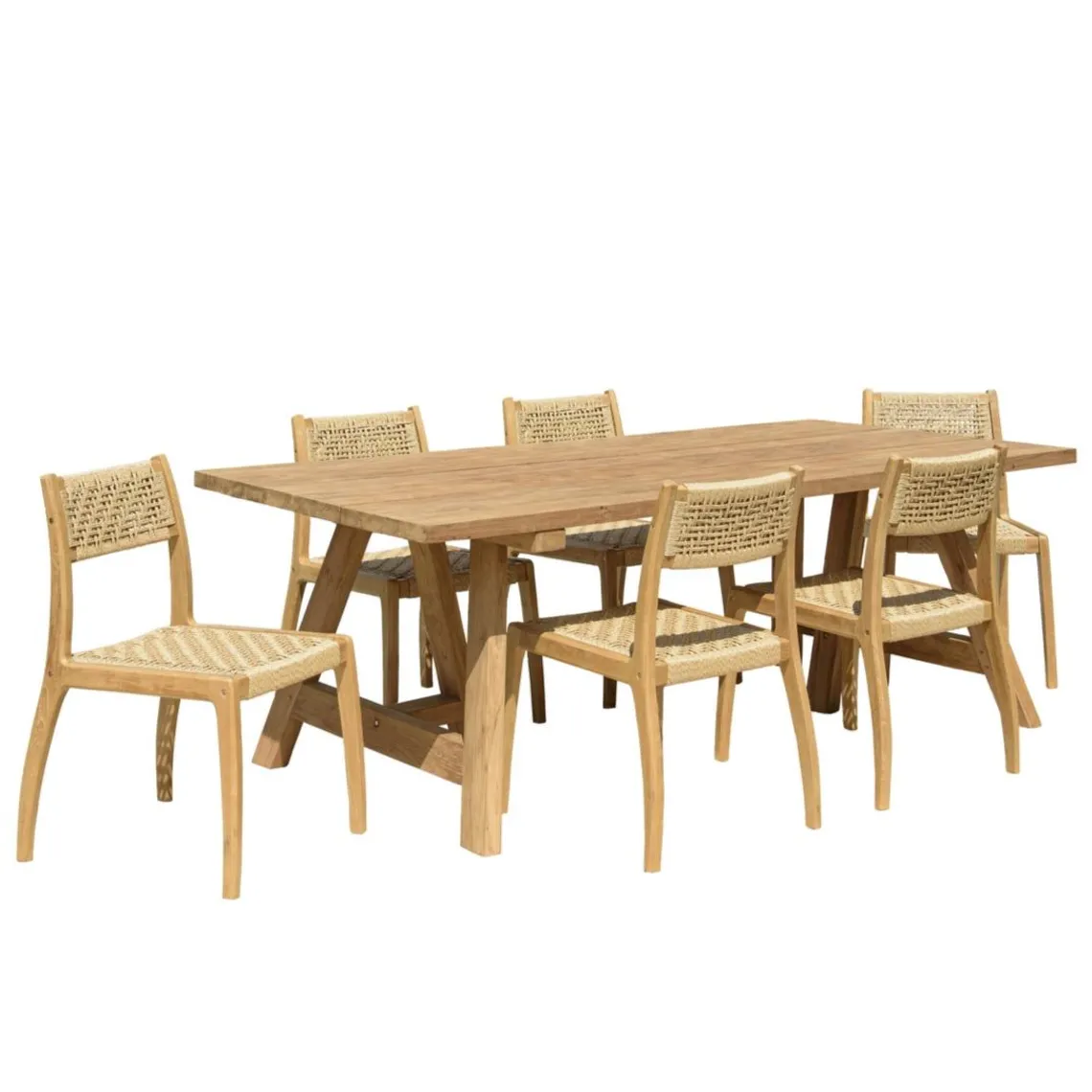 Macabane Lot n°17 Salon de jardin teck recyclé rotin synthétique 6 personnes VALERIA Discount