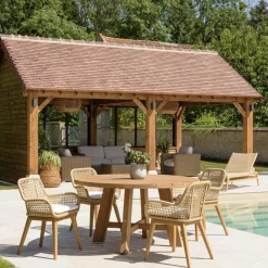 Macabane Lot n°31 Salon de jardin teck recyclé rotin synthétique 4 personnes VALERIA Online