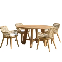 Macabane Lot n°31 Salon de jardin teck recyclé rotin synthétique 4 personnes VALERIA Online