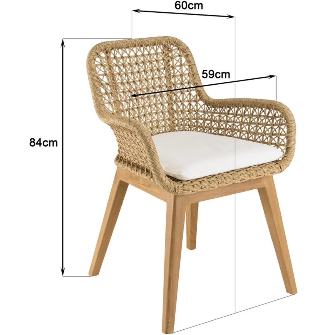 Macabane Lot n°31 Salon de jardin teck recyclé rotin synthétique 4 personnes VALERIA Online